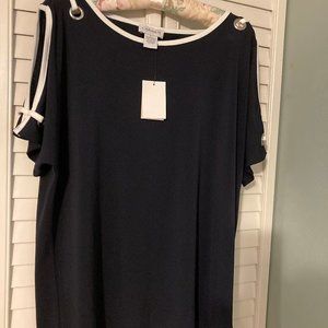 Navy nautical style top Carmen size L